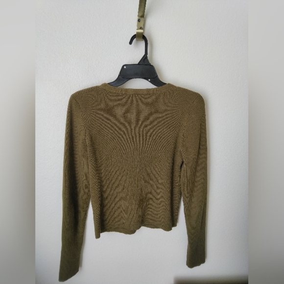 Reformation Women's Kaitlyn Ribbed Cotton Brown Cardigan Size L Athleisure - Picture 4 of 8